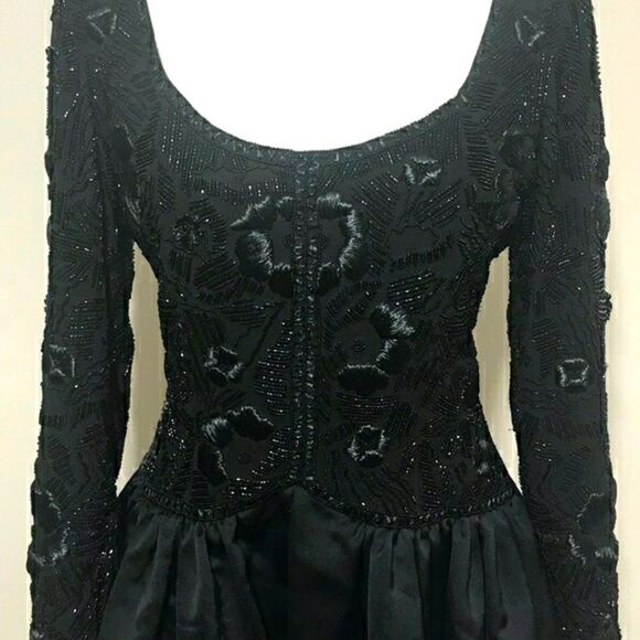 Jeet Vintage Black Drop Waist 100% Silk Handmade Dress Saks Fifth Avenue - Picture 4 of 9